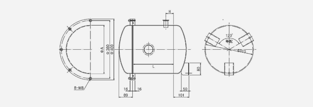 Vacuum tank VL-VF type dimensions
