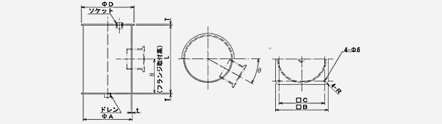 Vacuum tank VS-V dimensional drawing